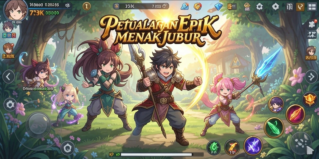Gameplay seru dalam dunia Anime penuh warna di 73K.