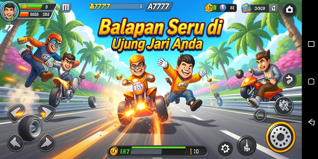 Tangkapan layar menunjukkan aksi balap mendebarkan di A7777.