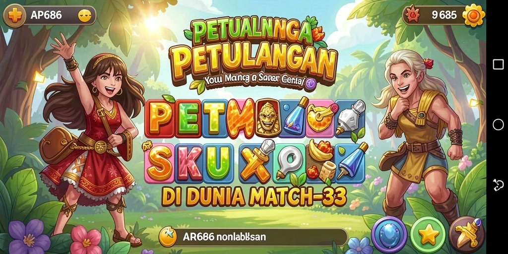 Screenshot gameplay AP686 menampilkan keseruan mencocokkan objek dalam level Match-3.