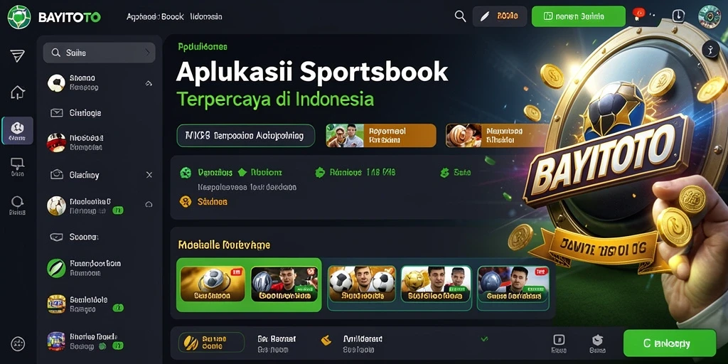 Screenshot utama aplikasi BAYITOTO menampilkan gameplay Sportsbook yang menarik.
