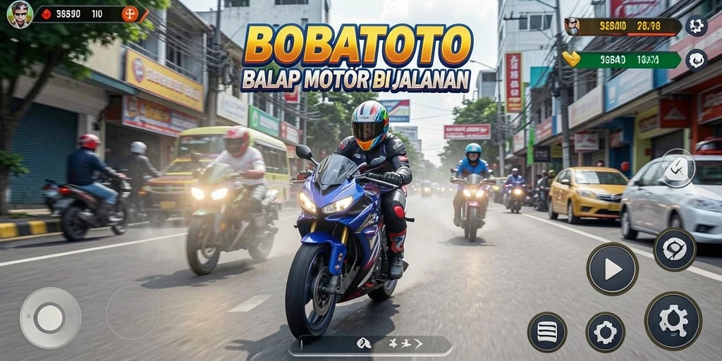 Gameplay seru BOBATOTO di trek balapan motor.