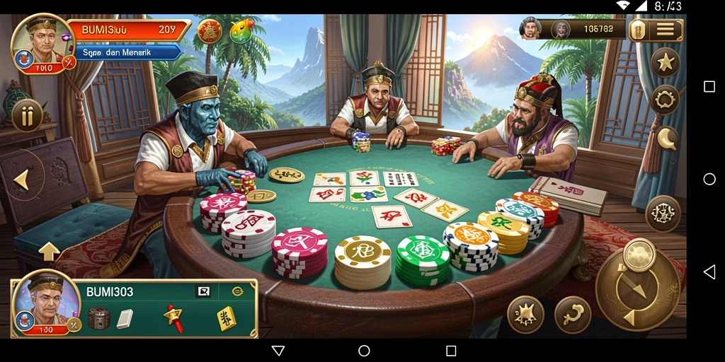Tampilan seru gameplay BUMI303 dalam permainan QiuQiu.