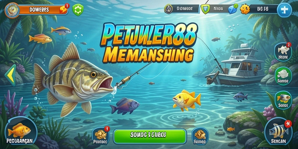 Screenshot gameplay DOWER88 menampilkan aksi seru saat memancing ikan besar.