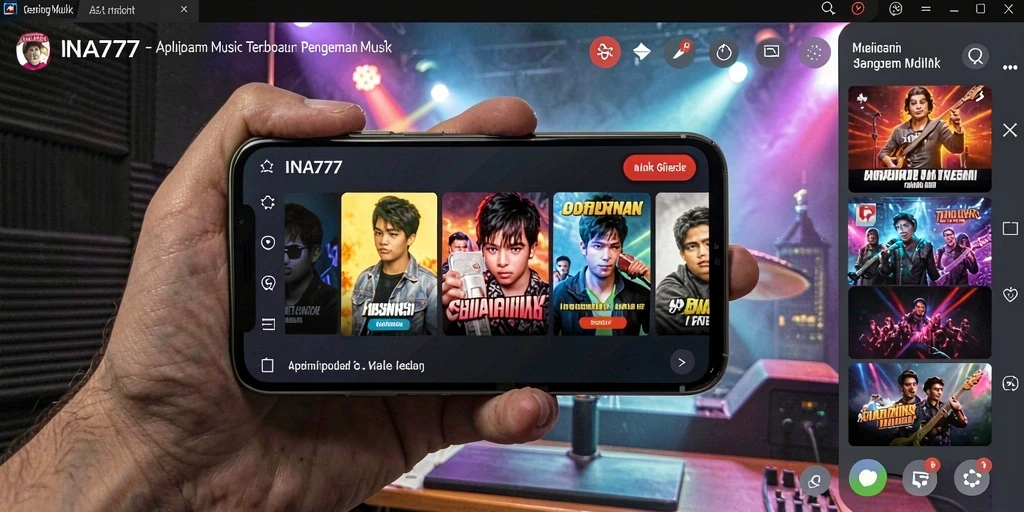 Screenshot gameplay menunjukkan antarmuka musik yang menarik dan mudah digunakan.