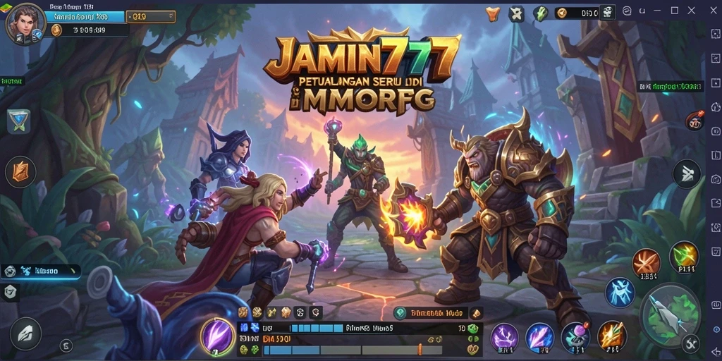 Tangkapan layar dari gameplay JAMIN777 yang menunjukkan suasana petualangan MMORPG.