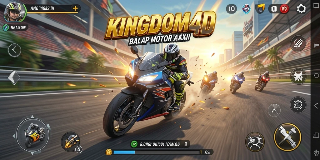 Tangkapan layar KINGDOM4D yang menunjukkan aksi balapan motor yang mendebarkan.