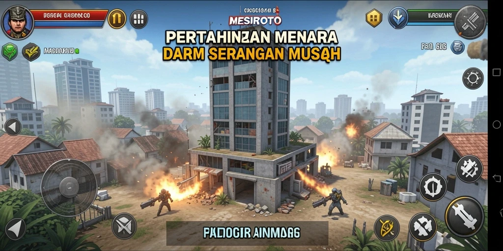 Tampilan gameplay MESIRTOTO yang menarik saat mempertahankan menara.