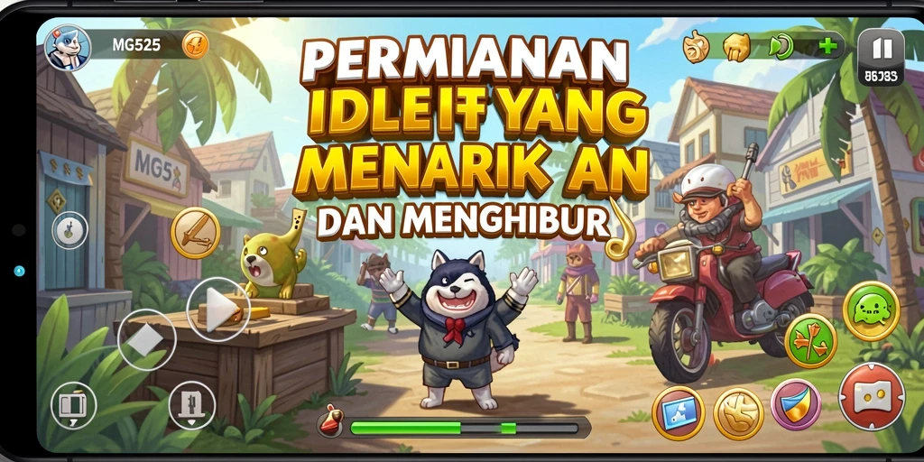 Tampilan permainan Idle MG525 yang menarik dan penuh warna.