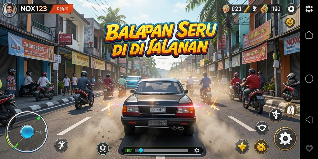 Gameplay Racing seru dengan mobil balap cepat.