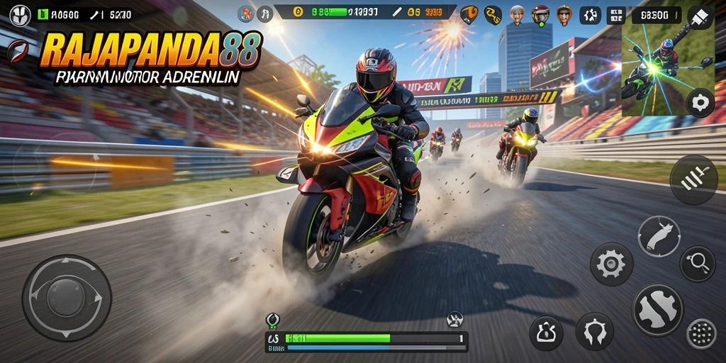 Tampilan aksi mendebarkan balapan motor di RAJAPANDA88.