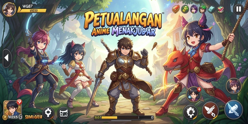 Tampilan gameplay menakjubkan dari WG87 dengan karakter anime yang dinamis.